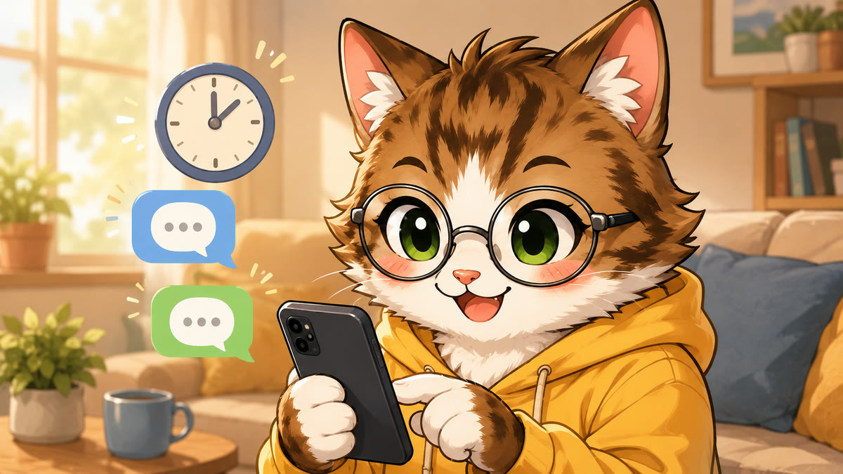 読者がスマホで連絡希望を伝えてスッキリしているイラスト