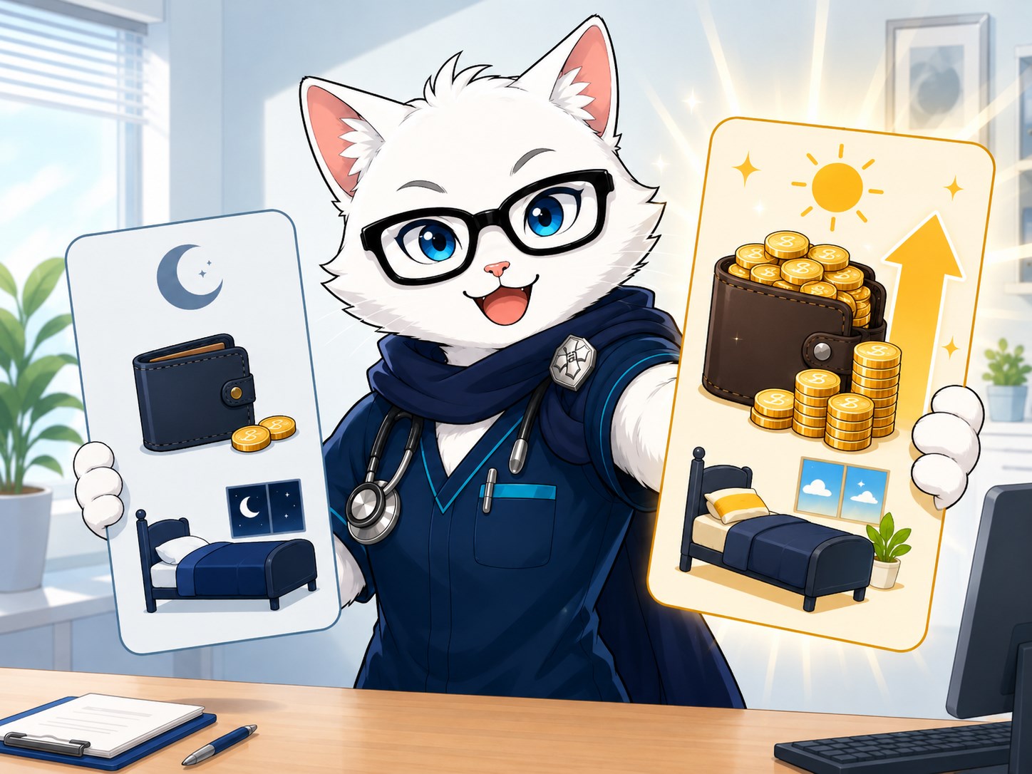 看護師の給与明細が以前と現在で変わった比較イラスト