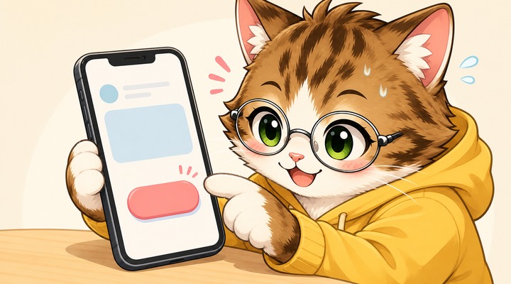 担当者に初回相談をしている猫ナースのイラスト