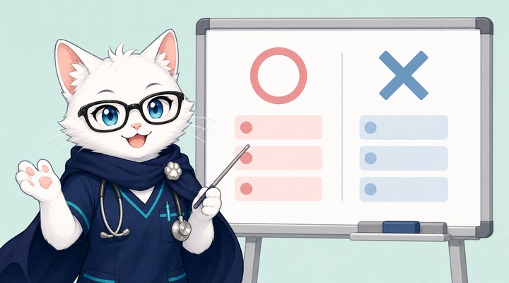 ナースではたらこのメリットとデメリットを比較しているイラスト