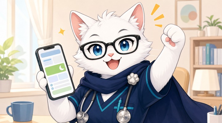 夜勤なし条件を見つけてガッツポーズしているイラスト